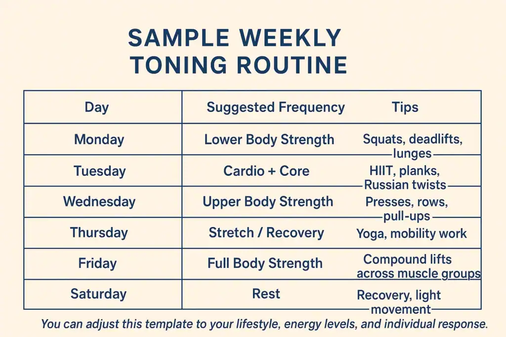 Achieving the Perfect Tone: How Often Should You Exercise for Results? 4 Weekly exercise Belper plan graphic