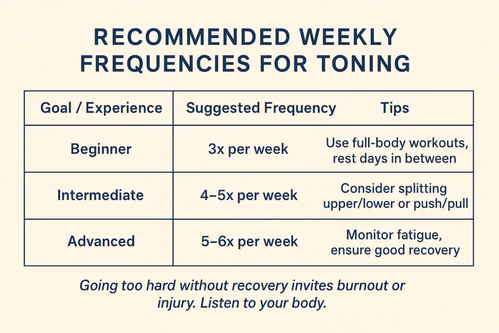 Achieving the Perfect Tone: How Often Should You Exercise for Results? 2 Graphic to show how often you should do exercise to help with toning Belper