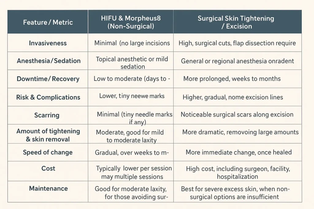 The Science of Skin Tightening 2 Table of skin tightening Belper benefits compared to surgical options